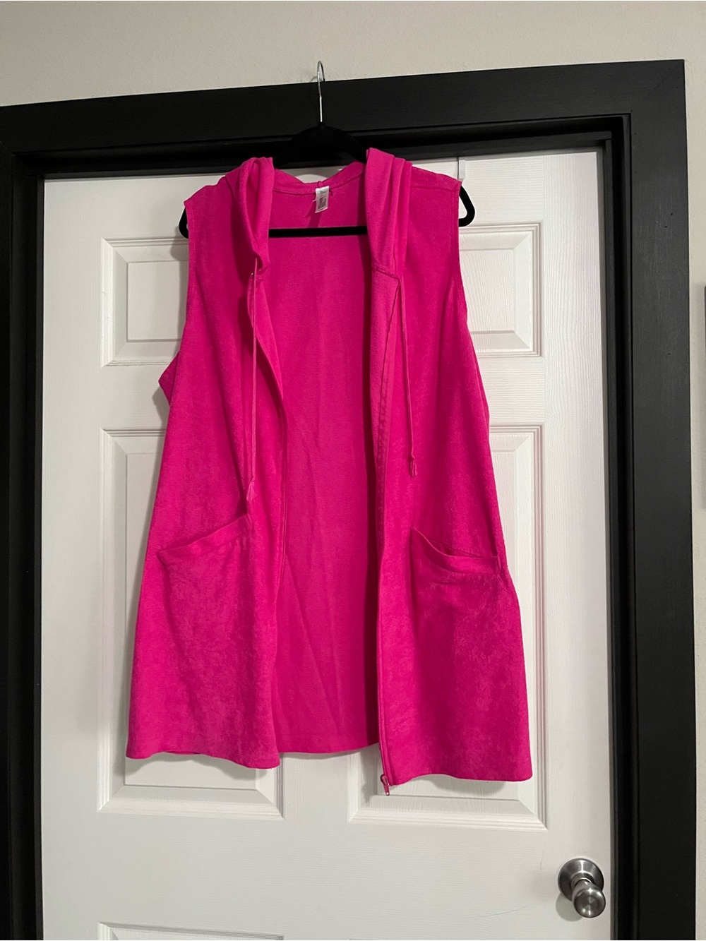 Hot Pink Sleeveless Hooded Coverup